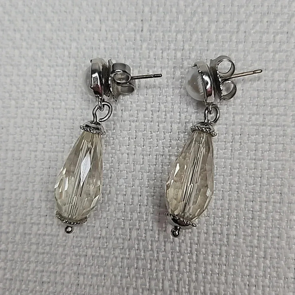 Lia Sophia Pearl Beaded Silver Drop Earrings - Picture 4 of 11